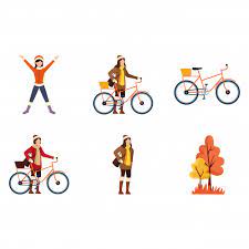 女の子と自転車のセット 自転車 ベクター画像 女の子