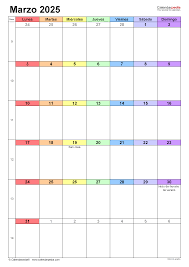 Calendario marzo 2025 en PDF, Excel y Word | Calendarpedia