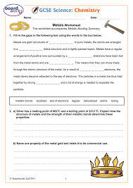 Chemical bonding learning objectives 2013. Metals Worksheet