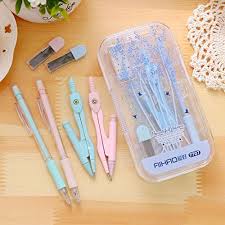 Nple 7 Pieces Math Geometry Set Pencil Ruler Protractor Square Compass Lead School Compass Math Protractor Sets Math