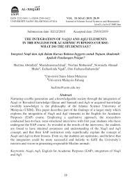 Pdf The Integration Of Naqli And Aqli Elements In The English For Academic Purposes Course What Do The Students Say