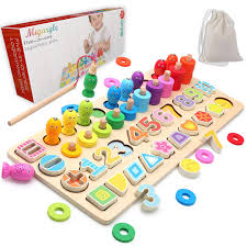 The material comes with a board in which 3 different geometrical shapes fit perfectly to solve the puzzle. Wooden Number Puzzle Sorting Montessori Toys For Toddlers Shape Sorter Game For Age 3 4 5 6 Year Olds Kids Preschool Education Math Stacking Block 5 In 1 Learning