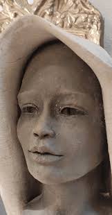 Grand Buste femme en Céramique craquelée relig...