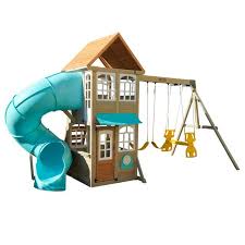 Kidkraft Montauk Wooden Swing Set Playset In 2020 Wooden Playset Wooden Swing Set Wooden Swings