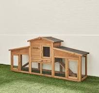 Clapier pour lapin et rongeur bois de sapin avec enclos 4 lapins Angora