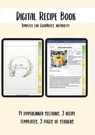 Digital Recipe Book Template For Goodnotes Notability Etc Etsy In 2020 Digital Recipe Book Recipe Book Templates Book Template