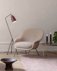 Soft Hues And Timeless Design Of Grashoppa Floor Lamp And Bat Lounge Chair Gubi Gubioffic Modern Lounge Chair Design Modern Lounge Chairs Lounge Chair Design