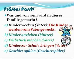 Voice is a grammatical category that describes the relationship between a verb and its subject. Prasens Passiv Deutsch Viel Spass