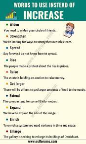Increase Synonym List Of 15 Synonyms For Increase With Examples Esl Forums Essay Writing Skills Learn English Words Good Vocabulary Words