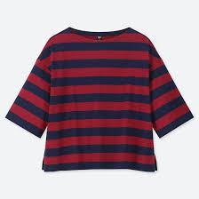 Women Striped 3 4 Sleeve T Shirt Shirts Uniqlo Long Sleeve Tshirt Men