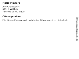 Įmonės mgs seniorenheim haus mozart veiklos vieta: á… Offnungszeiten Haus Mozart Alte Chaussee 4 In Wittlich
