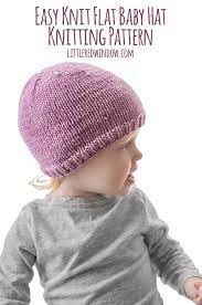 Easy Knit Flat Baby Hat Knitting Pattern Little Red Window Free baby bonnet knitting pattern.
