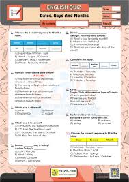 Today, friday the 13th, is often known as a day for misfortune, so if you are, now seems like a good time to explore a few friday the 13th superstitions (and also maybe br. Saying Dates Days And Months Multiple Choice Quiz Www Elt Els Com