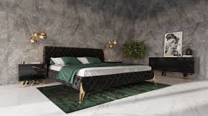Need a luxurious and soft bed for a better experience? Modrest Legend Modern Black Velvet Gold Bed