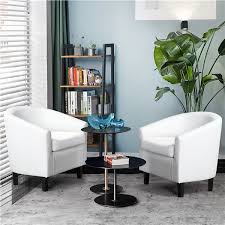 Not only faux leather accent chairs, you could also find another pics such as faux leather dining chairs, small leather accent chair, faux leather tufted ottoman, faux leather credenza, faux cowhide. Set Of 2 Faux Leather Barrel Chair Club Chair Contemporary Accent Chair White Walmart Com Walmart Com