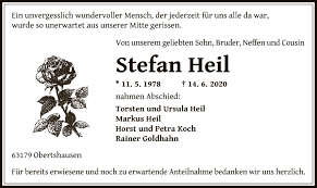 Traueranzeigen von Stefan Heil