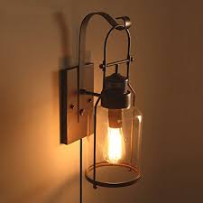 Kiven Loft And Vintage Style Lamp Shade Retro Wall Lamp Iron Round Shade Light Fixtures For Restaurant Bedroom Bar Industrial Wall Lighting With Ul Button Switch Cord Bulb Not Included Bd0669 Nunu