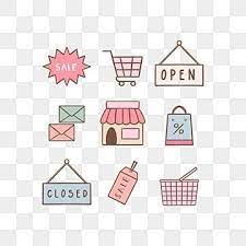 Hand Drawn Cute Shopping Icons Pink Color Pack Free Download Shopping Icons Set Market Icon Set Collection Pink Color Png Transparent Clipart Image And Psd F In 2021 Shop Icon How