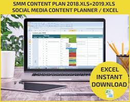 Excel Social Media Content Plan 20192020 Smm Calendar Etsy Social Media Content Social Media Content Planner Social Media