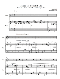 Joe Hisaishi Merry Go Round Of Life Piano Sheet Music Merry Go Round Of Life Arr Piano Violin Duet By Justmango Deviantart Com On Deviantart Partituras Piano Musica
