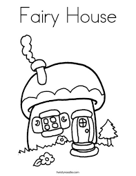 Fairy reading on mushroom coloring page. Fairy House Coloring Page Twisty Noodle