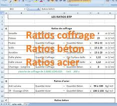 Ratios Coffrage Ratios Beton Ratios Acier Coffrage Coffrage Beton Genie Civil