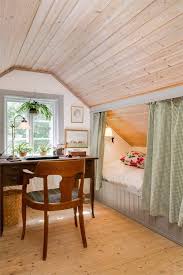 Dry, damp or wet location listed: Recessed Lighting Pleasant Sloped Ceiling Curtained Off Bed Under Sloped Ceiling Lantlig Inre Sloped Ceiling Bedroom Remodel Bedroom Bed Under Sloped Ceiling