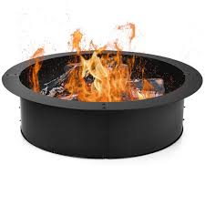 It also allows kids to stand at a safe. Gymax 36 Inch Round Steel Fire Pit Ring Liner Diy Wood Burning Insert Walmart Com Walmart Com