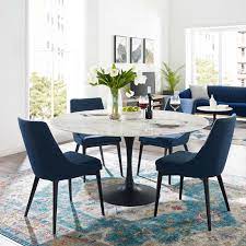 The white colour is the right choice to make the dining room stands out from the rest of the living spaces, the one that reunites family and friends. Lippa 54 Round Artificial Marble Dining Table Contemporary Modern Furniture Modway