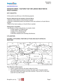 Session Three Factors That Influence Weather In