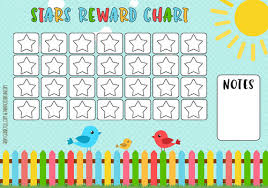 Cute Birds Picket Fence Rewards Chart Free Printable