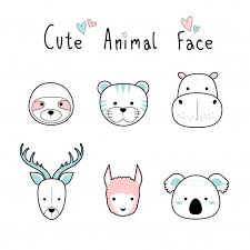 Cute Adorable Animals Face Cartoon Doodle Pastel Minimalist Animal Animal Faces Animal Doodles