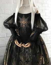 Perfect for a wedding or summer festival or anytime you want to play dress up and feel like a princess! Royal Goth Holy Queen Dress With Feathered Collar Alice Corsets