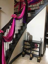 Home Decor And Staircase Drapes Decor For An Asian Indian Wedding Home Chinese Wedding Decor Stair Decor Home Wedding Decorations