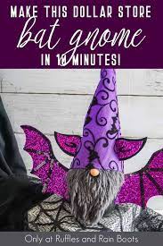 Make This Dollar Store Bat Gnome A 10 Minute Gnome Craft Halloween Diy Crafts Gnomes Crafts Dollar Tree Halloween