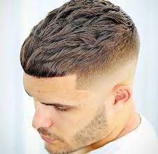 A bald fade haircut creates dimension and relief in a hairstyle with a lot of sharp angles and precise curvy lines typical for a caesar cut. Crop Men S Haircut Fade Haircut Crop Haircut Crop Hair