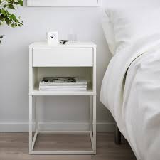 Ikea Vikhammer Bedside Table White 40x39 Cm In Auckland Nz Idiya Ltd White Bedside Table Bedside Table Ikea Bedside Table