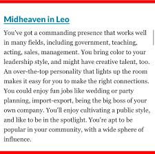 Midheaven In Leo Leo In The 10th House Life Facts Taurus Sun Sign Birth Chart Analysis