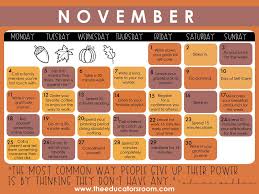 When a student presents challenging behaviors. Teacher Self Care Calendar November 2019 The Educators Room Care Calendar Self Care Self Care Activities