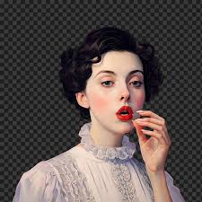 Vintage elegance portrait painting animation isolated asset, transparent 4K  video, alpha channel, ProRes 4444