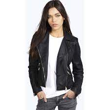 Boohoo Ella Leather Look Biker Jacket 40 Liked On Polyvore Featuring Outerwear Jackets Black Quilted Jacket Fa Jackets Biker Jacket Black Biker Jacket