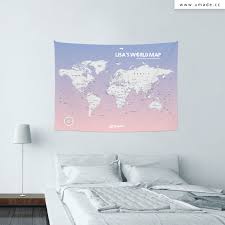 umap 世界地圖world map 輕柔粉rose quartz serenity 壁幔 布系列 home decor home decor decals decor