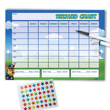 paw patrol re usable reward chart including free star stickers stickers and pen l s