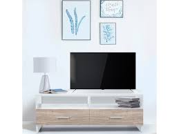 Meuble tv blanc et bois but. Meuble Tv Falko Bois Blanc Et Imitation Hetre Vente De Id Market Conforama