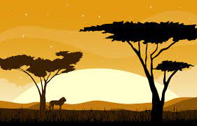 Savannah landscape turtle earth lake with animals african field african savannah savanna african serengeti african scenes savannah vector early africa. Lion In African Savanna Landscape With Trees Illustration 2046738 Vector Art At Vecteezy