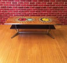 This Rare And Unique French Mid Century Ceramic Tile Coffee Table Is A Beauty The Artwork Is Fabulous And Tiled Coffee Table Coffee Table Mid Century Ceramics