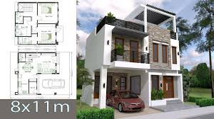 Home Design Plan 8x11m With 3 Bedrooms Samphoas Plan House Arch Design Simple House Design Duplex House Design