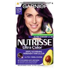 Nutrisse color is formulated with color boost technology and a blend of triple fruit oils: Garnier Nutrisse Permanent Hair Dye Intense Lilac 5 216 Sainsbury S
