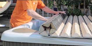 You Don T Need A Cover Lifter When You Have A Roll Up Cover On Your Hot Tub Or Spa Just Roll The Cover Back And Enj Hot Tub Cover Diy Hot Tub