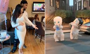 Gender reveal outfit fall gender reveal baby on the way. Crazy Gender Reveal People Wearing Baby Costumes Get In Fist Fight Daily Mail Online